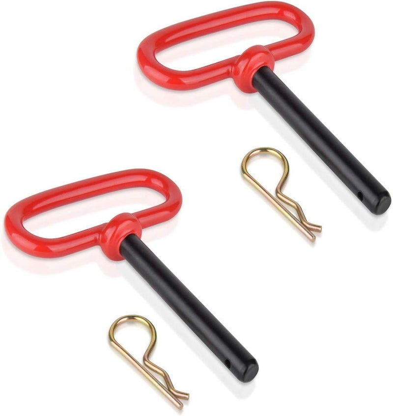 Comonc1/2 Inch Trailer Hitch Pins and Clip Rubber-Coated Handle Red Handle Accessories Tow Hitch for Tractors,Clevis pin,2PCS (1/2 x 3-5/8) - Image 1